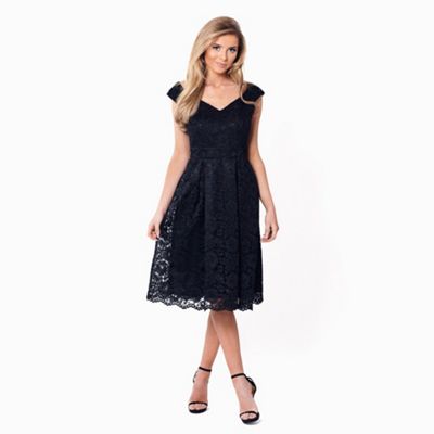 Black 'Jadey' lace bardot prom dress